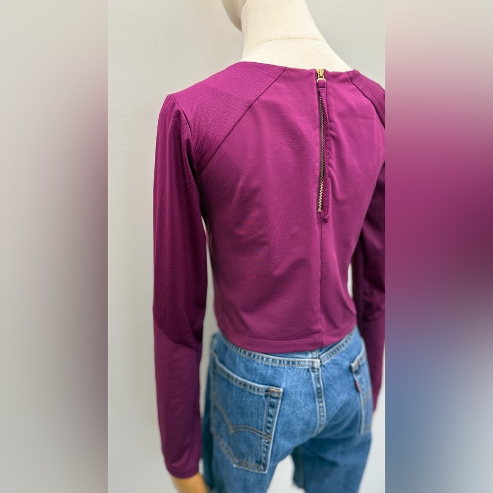 ASICS Purple Long Sleeve Crop Top Athletic Shirt Size S - Picture 6 of 13